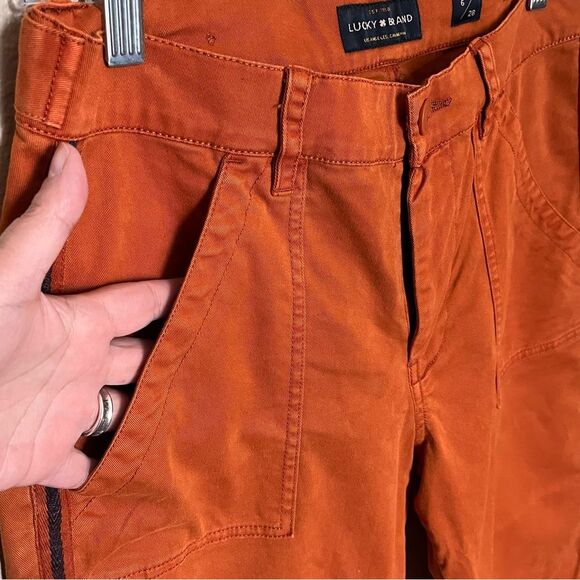 Lucky Brand Burnt Orange with Blue Side Stripe Utility Boyfriend Pants Size 6/28 - Picture 8 of 14